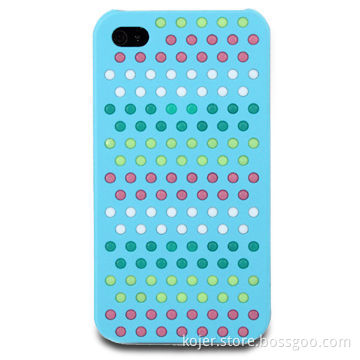 Plastic Case for Apple's iPhone 4, Inlayed with Colorful Small Beads Made of Silicone